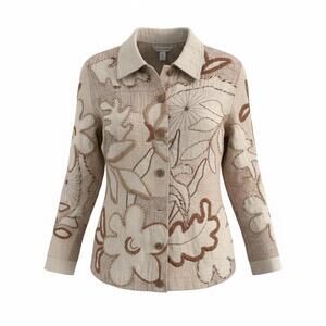 Vtg 1990s Laura Ashley Embroidered Cotton Silk Jacket | Botanical Cottage Style